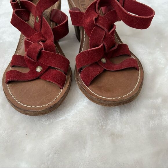 Fiorentini + Baker Heel Suede Open Toe Shoes red braided suede 37 quality - Picture 7 of 8